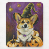 Spooky Corgi Dog Halloween Witch Pumpkin Muismat (Voorkant)