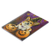 Spooky Corgi Dog Halloween Witch Pumpkin Notitieboek (Linkerzijde)