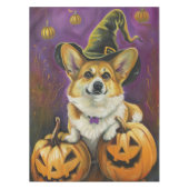 Spooky Corgi Dog Halloween Witch Pumpkin Tafelkleed (Voorkant)