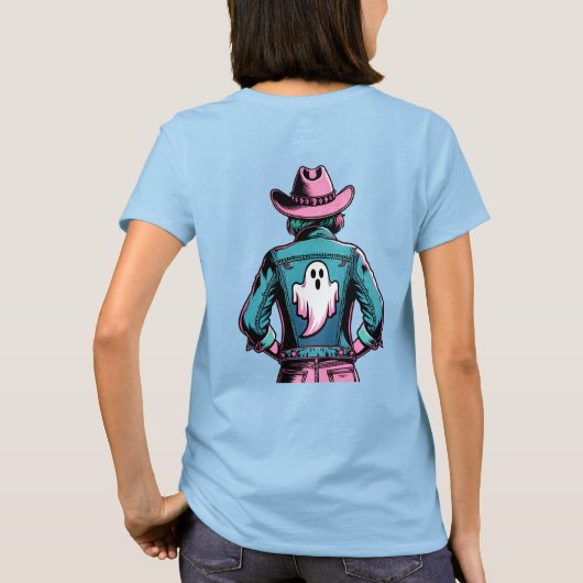 Spooky Cowgirl met Ghost Pop Art Shirt (Achterkant)