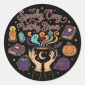  Spooky Cozy Witchy Brews | Cute Halloween Aesthet Ronde Sticker (Voorkant)