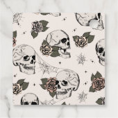Spooky Cream Gothic Skull en Rozen Bedankt Bedankjes Labels (Achterkant)