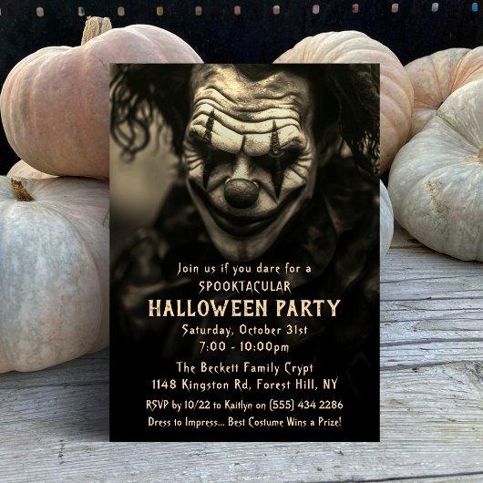Spooky Creepy Clown Halloween Party Kaart