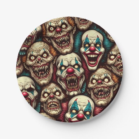 Spooky Creepy Clown Zombie Halloween Papieren Bordje (Voorkant)
