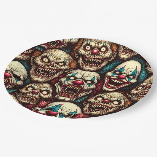 Spooky Creepy Clown Zombie Halloween Papieren Bordje (Gekanteld)