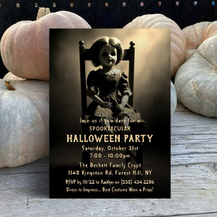 Spooky Creepy Doll Halloween Party Kaart