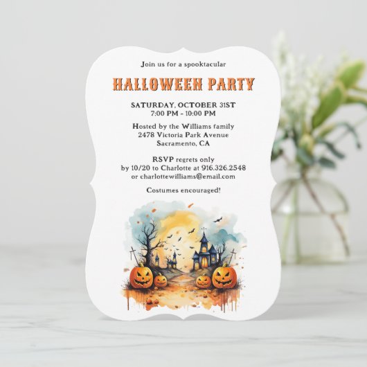 Spooky Creepy Pumpkins Halloween Party Uitnodiging (Staand voorkant)