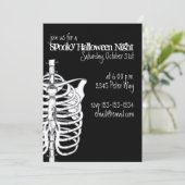 Spooky Creepy Skeleton X-Ray Halloween Party Kaart (Staand voorkant)