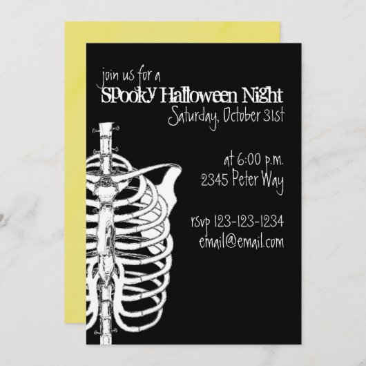 Spooky Creepy Skeleton X-Ray Halloween Party Kaart (Voorkant / Achterkant)