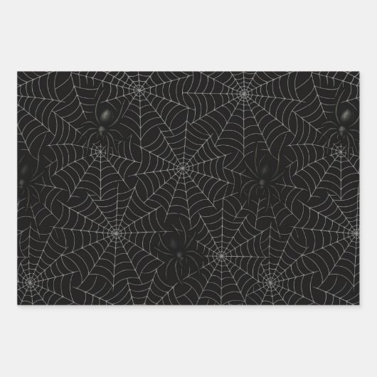 Spooky Creepy Spider Web Halloween Inpakpapier Vel (Voorkant 3)