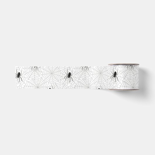Spooky Creepy Spider Web Halloween Satijnen Lint (Voorkant)