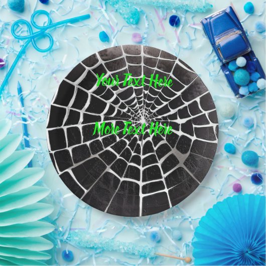 Spooky Creepy Spiderweb Patroon Halloween Custom Papieren Bordje (Feest)