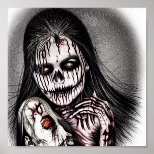 Spooky Creepy Woman Poster (Voorkant)