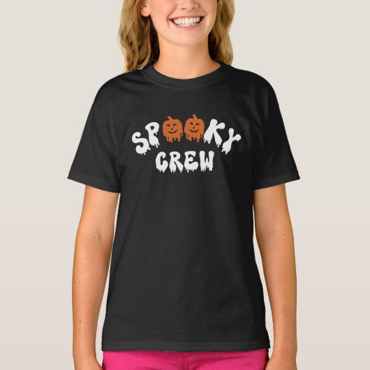 Spooky Crew Halloween Matching Familie Meisjes T-shirt (Voorkant)