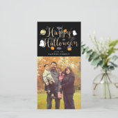 Spooky Critters Halloween-fotokaart Feestdagenkaart (Staand voorkant)