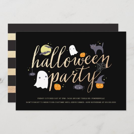 Spooky Critters Halloween Invite Kaart (Voorkant / Achterkant)