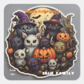 Spooky Critters Halloween Square Sticker (Voorkant)