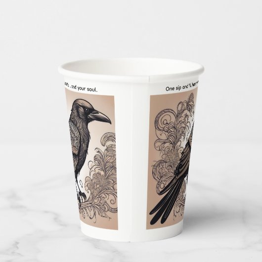 Spooky Crow Halloween Folk Art Paper Cups Papieren Bekers (Rechts)