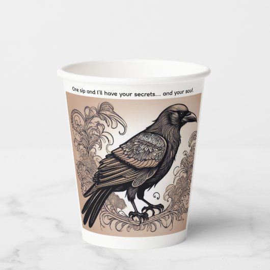 Spooky Crow Halloween Folk Art Paper Cups Papieren Bekers (Voorkant)