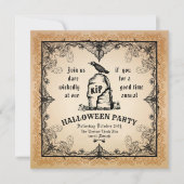 Spooky Crow op een grafsteen en vleermuizen Hallow Kaart (Voorkant)