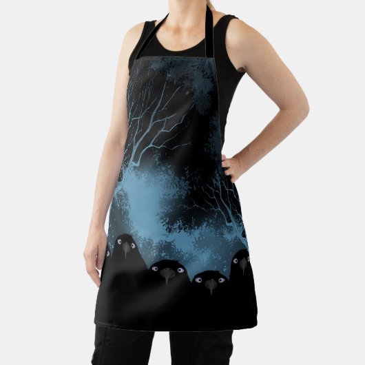 Spooky Crows Allover Apron Schort (Insitu)