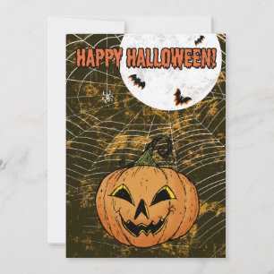 Spooky custom Halloween party pumpkin verslaat spi Kaart