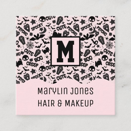 SPOOKY CUTE AND SPOOOKY HALLOEEN VIERKANTE VISITEKAARTJE (Voorkant)