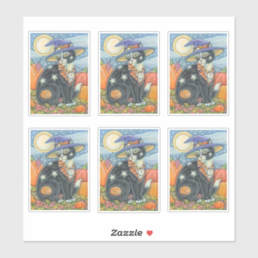 SPOOKY CUTE BLACK CAT WITCH HALLOWEEN MAGIC KITTEN STICKER (Vel)