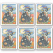 SPOOKY CUTE BLACK CAT WITCH HALLOWEEN MAGIC KITTEN STICKER (Voorkant)