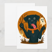 Spooky Cute Black Dog with Ghost Kaart (Voorkant / Achterkant)