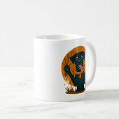 Spooky Cute Black Dog with Ghost  Koffiemok (Voorkant rechts)