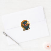 Spooky Cute Black Dog with Ghost  Ronde Sticker (Envelop)