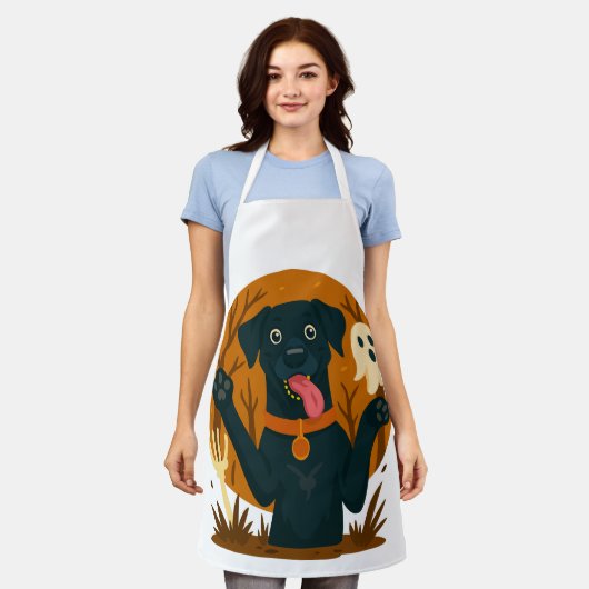 Spooky Cute Black Dog with Ghost  Schort (Gedragen)