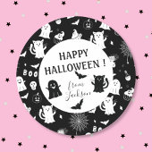 Spooky Cute Black White Halloween Kid Sticker