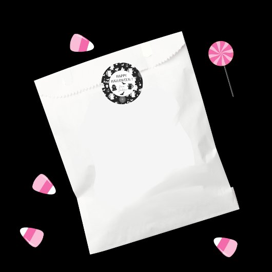 Spooky Cute Black White Halloween Kid Sticker