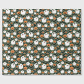 Spooky Cute Ghost Chickens with Pumpkins and Bats Cadeaupapier (Vlak)