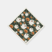 Spooky Cute Ghost Chickens with Pumpkins and Bats Servet (Hoek)