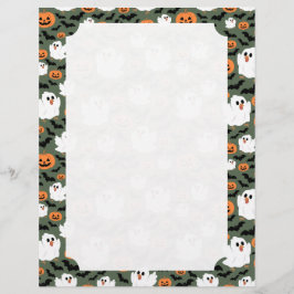 Spooky Cute Ghost Chickens with Pumpkins Card