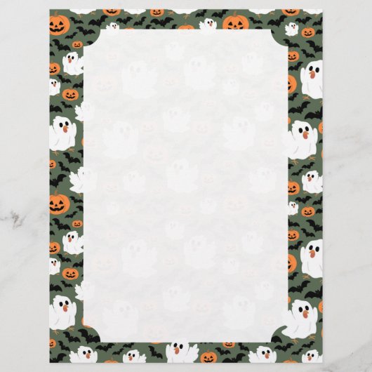 Spooky Cute Ghost Chickens with Pumpkins Card (Voorkant)