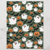 Spooky Cute Ghost Chickens with Pumpkins Card (Achterkant)