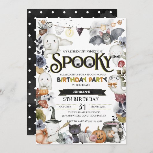 Spooky Cute Ghost Halloween Birthday Party Kaart (Voorkant / Achterkant)