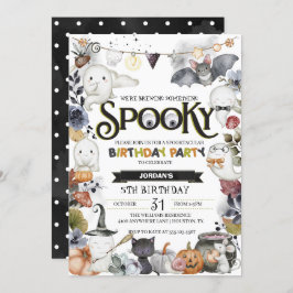 Spooky Cute Ghost Halloween Birthday Party Kaart