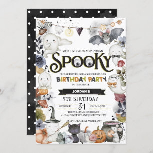 Spooky Cute Ghost Halloween Birthday Party Kaart