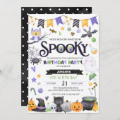 Spooky Cute Ghost Halloween Birthday Party Kaart (Voorkant / Achterkant)