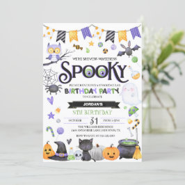Spooky Cute Ghost Halloween Birthday Party Kaart