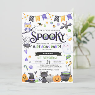 Spooky Cute Ghost Halloween Birthday Party Kaart