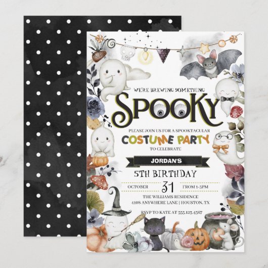 Spooky Cute Ghost Halloween Costume Party Kaart (Voorkant / Achterkant)