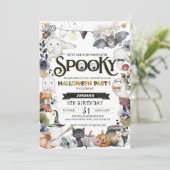 Spooky Cute Ghost Halloween Party Invitation Kaart (Staand voorkant)