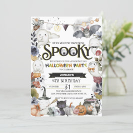 Spooky Cute Ghost Halloween Party Invitation Kaart