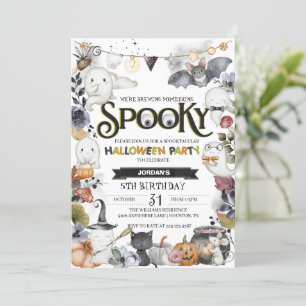 Spooky Cute Ghost Halloween Party Invitation Kaart